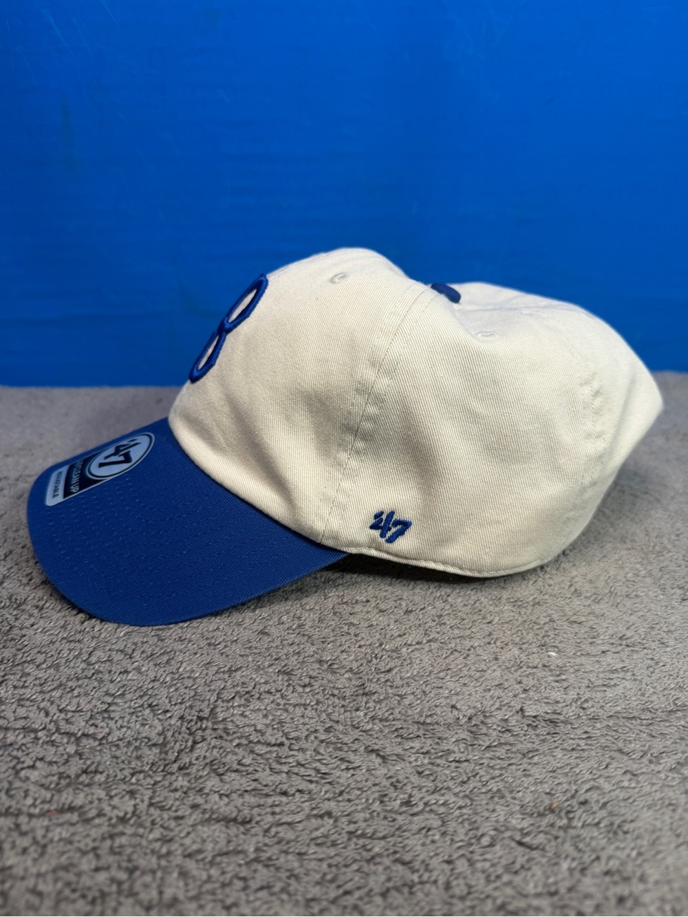 Dodgers Brooklyn 47 Two-Tone Baseball Cap - Cream Crown with Royal Blue Brim - Picture 2 of 4